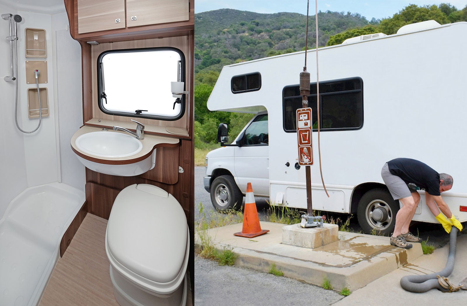 Portable RV/camper toilet and holding tank setup in Starkville, Mississippi
